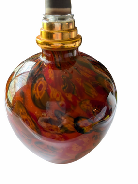 Millefiori Milano hand blown glass Fragrance oil lamp amber toned with wick.Vint